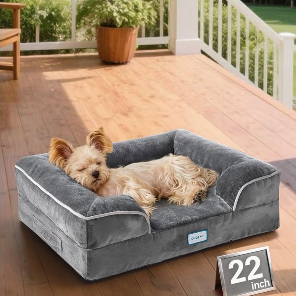 Gray Plush Orthopedic Dog Bed, NEW!